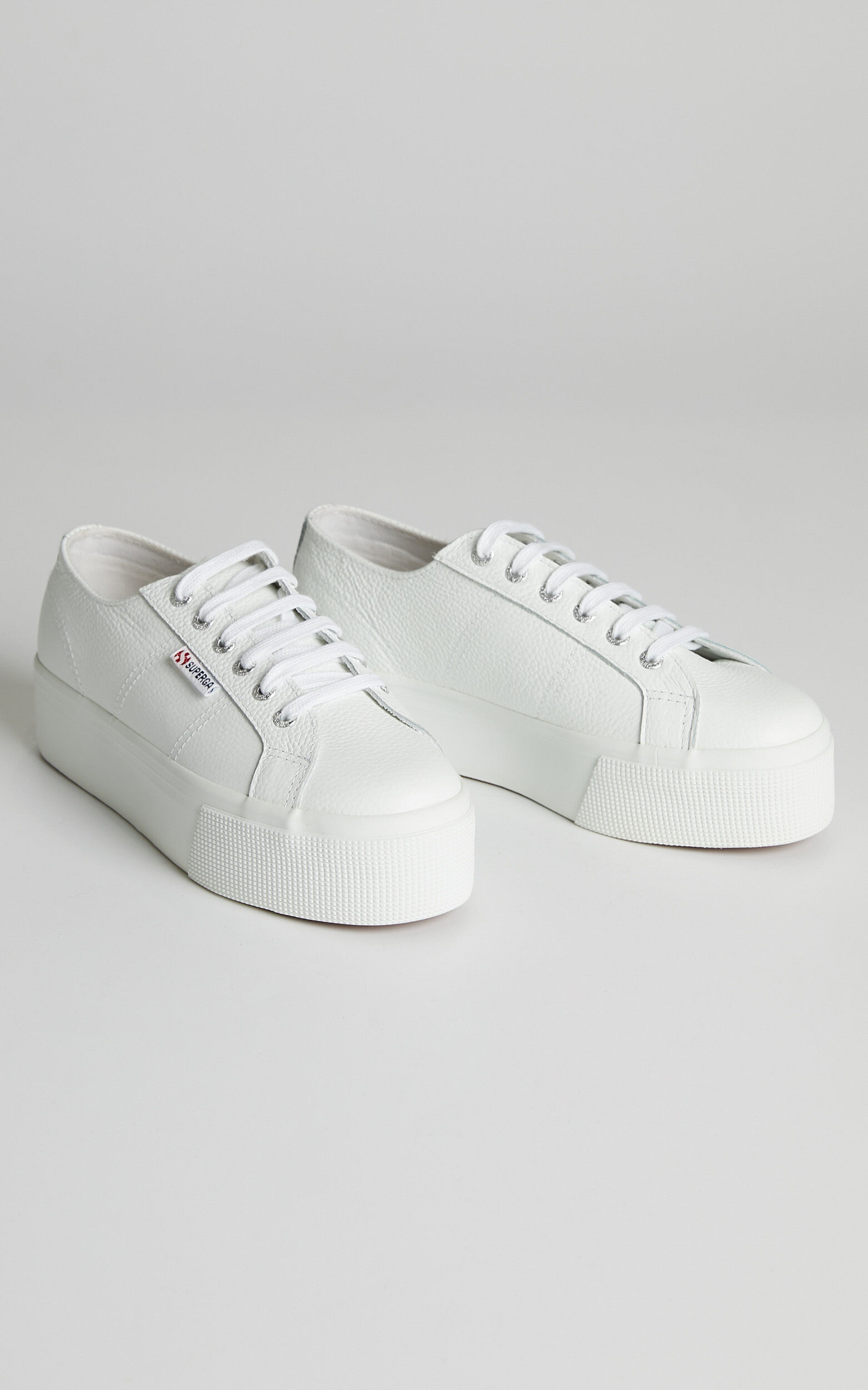 Superga - 2790 Tumbled Leather Sneakers in White - 05, WHT1, super-hi-res image number null