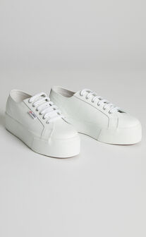 Superga - 2790 Tumbled Leather Sneakers in White