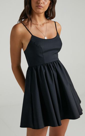 You Got Nothing To Prove Mini Dress - Strappy A-line Dress in Black