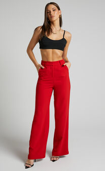Bonnie Pants - High Waisted Tailored Wide Leg Pants in Stone