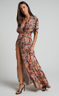 Erenza Midaxi Dress - Extended Sleeve Wrap Dress in Boheme Floral