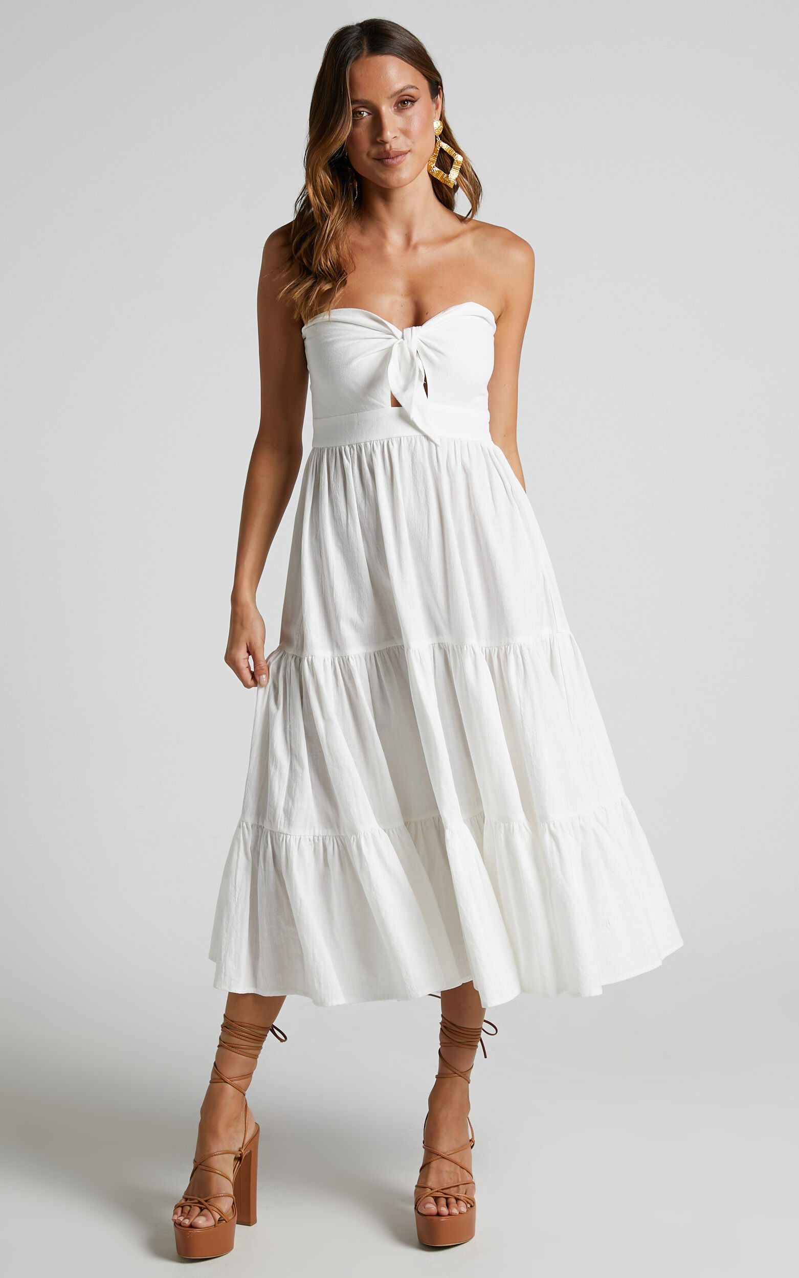 Janiellay Strapless Tiered Maxi Dress in Ivory - 06, WHT1, super-hi-res image number null