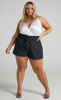 All Rounder Paper Bag Shorts in Black