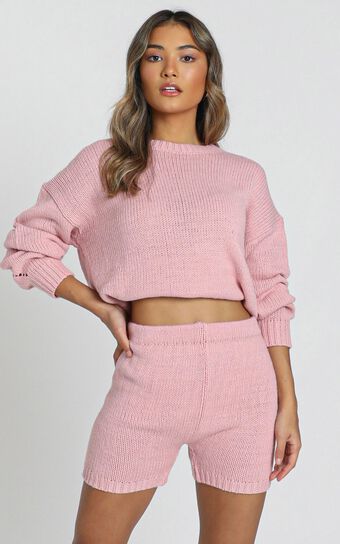 Loretta Knitted Shorts in Rose