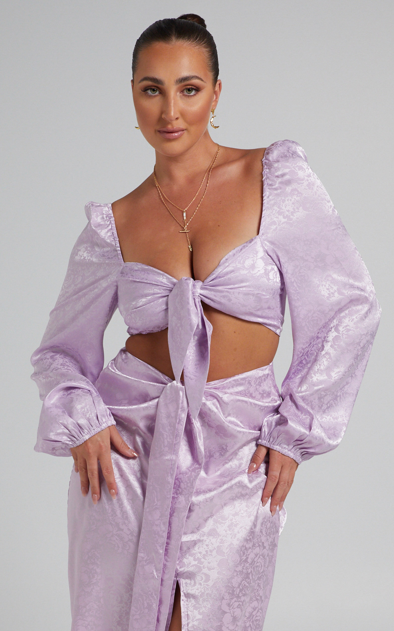 RUNAWAY THE LABEL - ROXIE TIE TOP in Lilac - L, PRP1, super-hi-res image number null