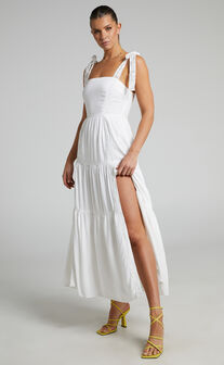 Afternoon Stroll Split Maxi Dress in White