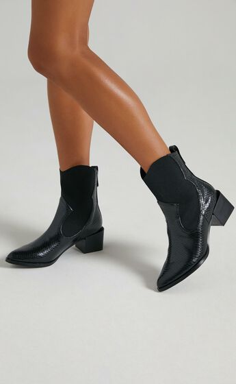 Therapy - Maverick Boots in Black Snake Embossed