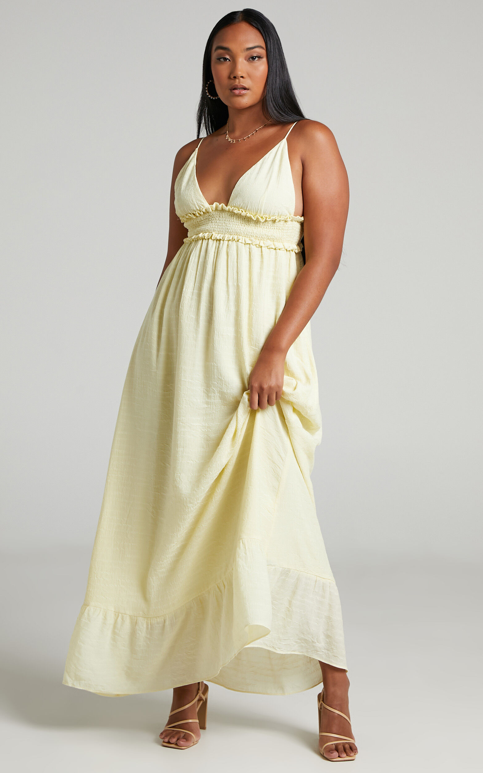 Millseila Strappy Full Skirt Maxi Dress in Yellow - 04, YEL1, super-hi-res image number null