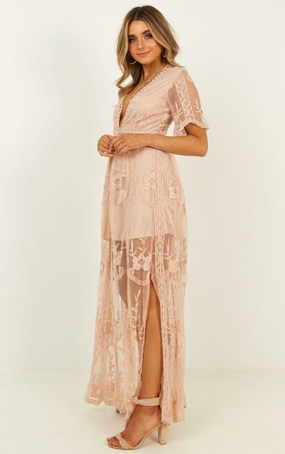 Love Spell Maxi Dress In Blush Lace | Showpo