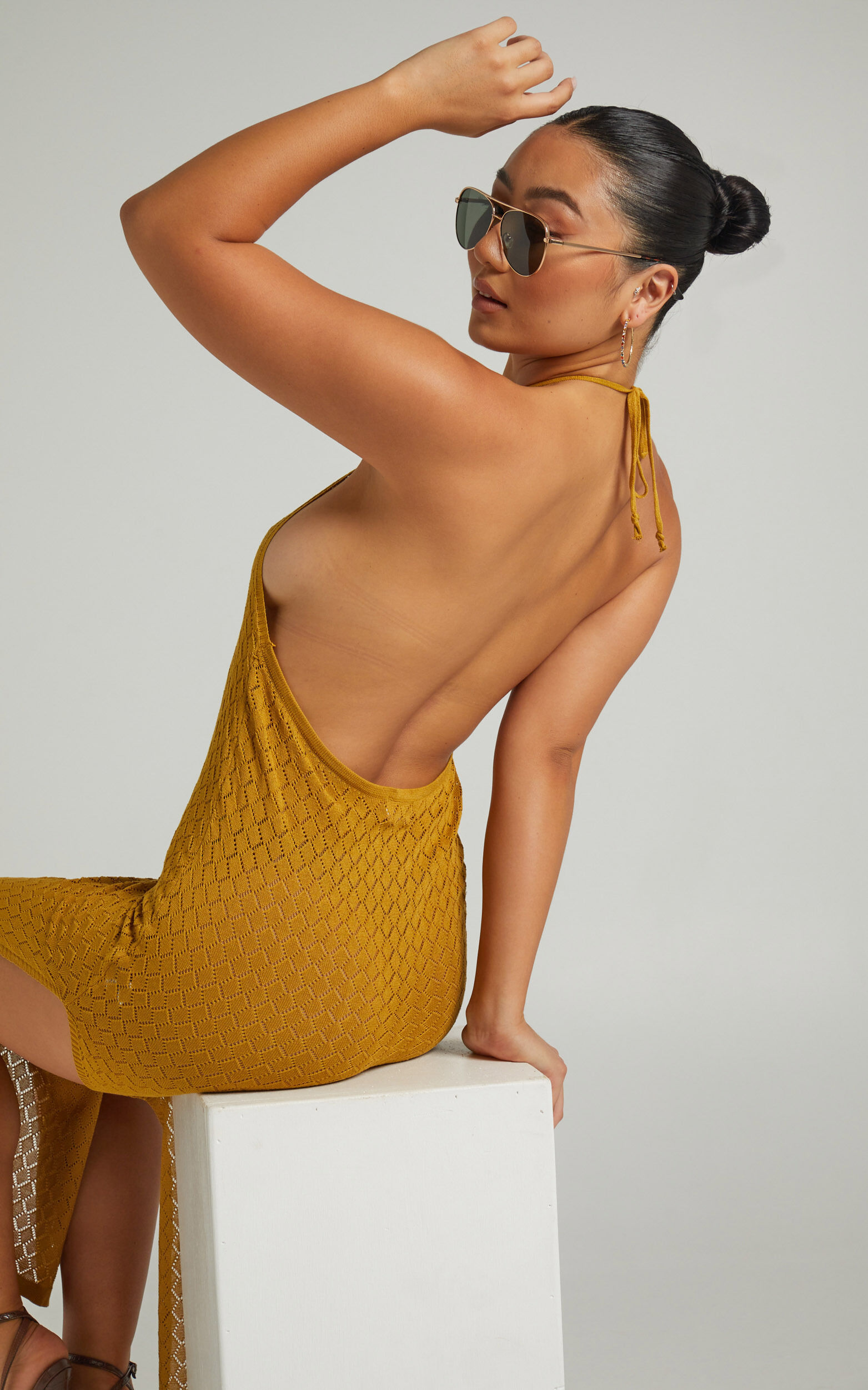 Salmee Knit Maxi Dress in Mustard - S, YEL1, super-hi-res image number null