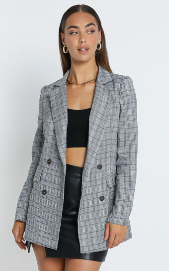 Sort It Out Blazer in Grey Check