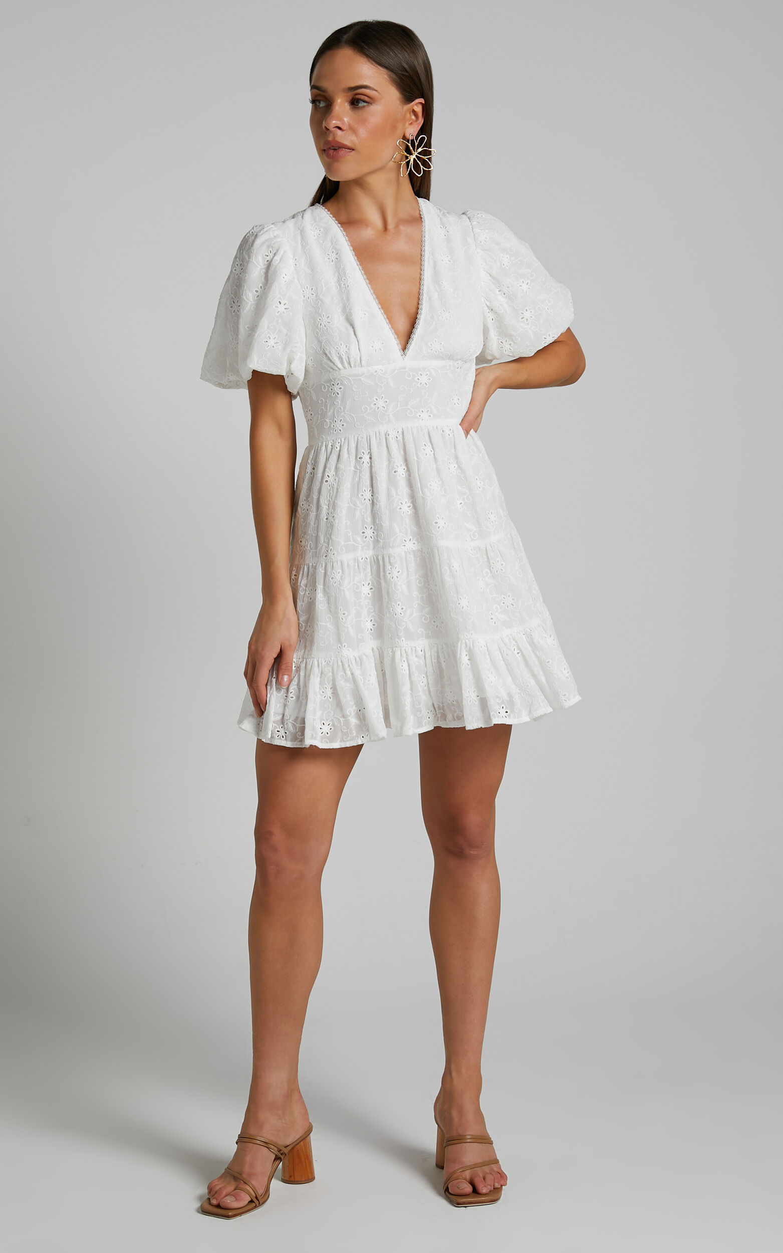 Valiery Mini Dress - Overlay Sheer Detail Dress in Ivory | Showpo