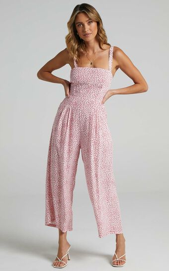 Life On The Road Jumpsuit in Red Floral