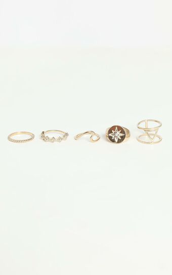 Moods and Waves Multi Ring Set in Gold
