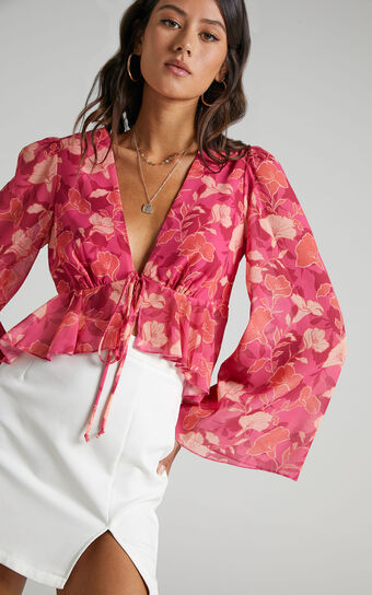 Dance It Out Top in Berry Floral