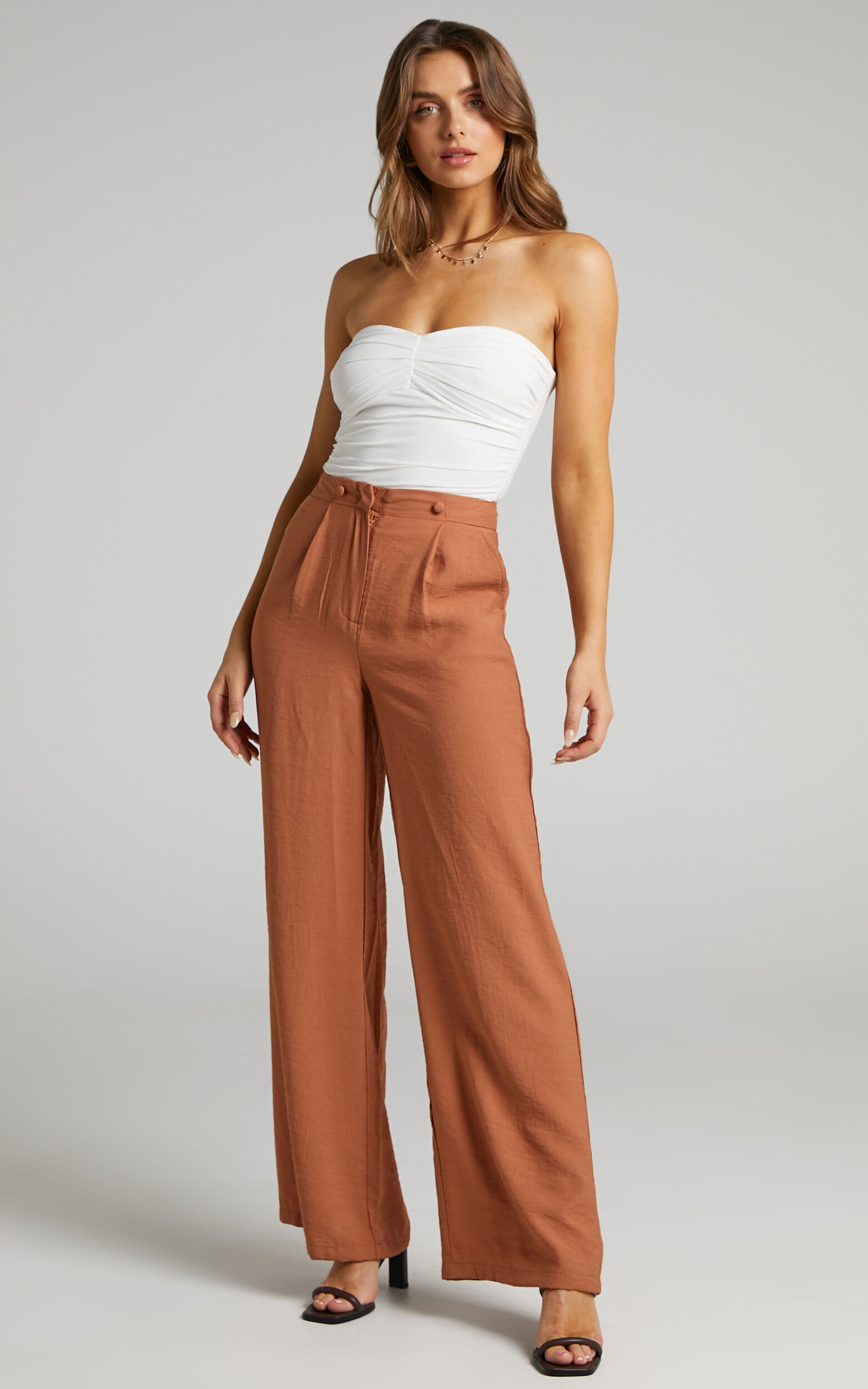 Button Up Pleated Wide Leg Pants – Offduty India