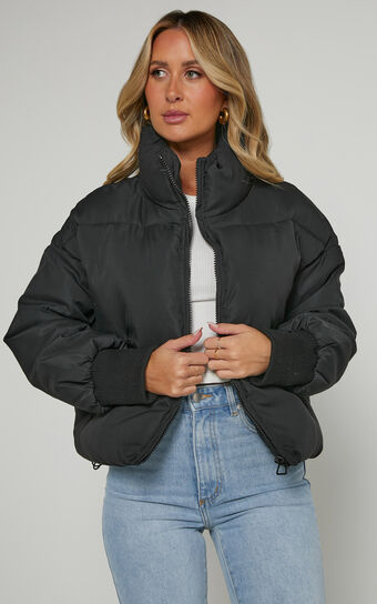 Windsor Jacket - Puffer Jacket in Black | Showpo USA