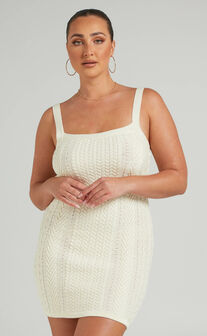 Zarah Knit Mini Dress in Cream