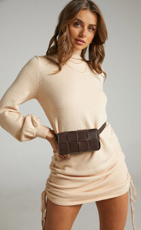 Melidy Turtle Neck Knit Dress in Taupe