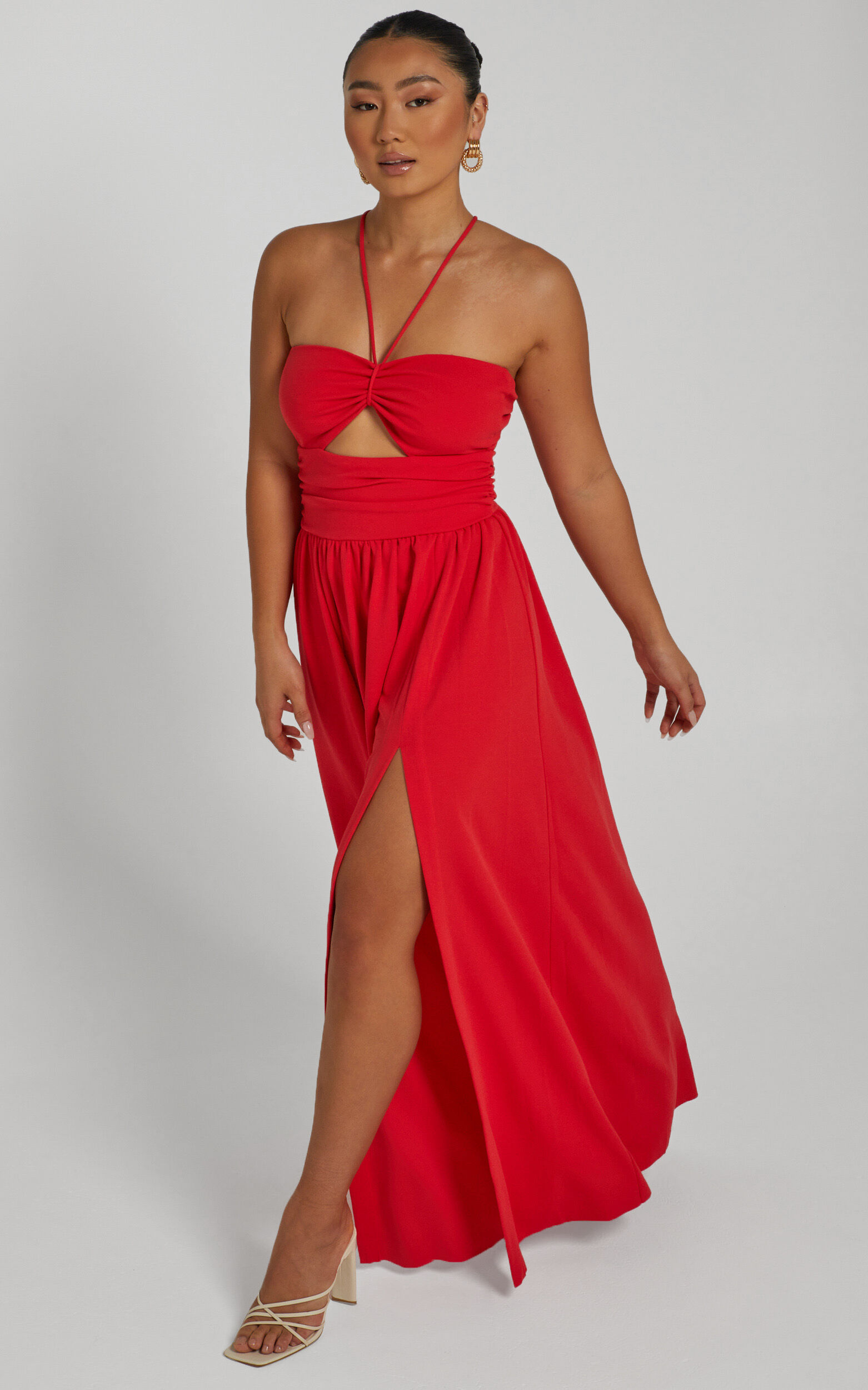 Alouette cut out open back maxi dress in OXYFIRE - 10, RED1, super-hi-res image number null