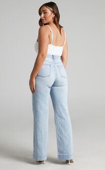 Emman Recycled Cotton Wide Leg Jeans in Sunday Blue