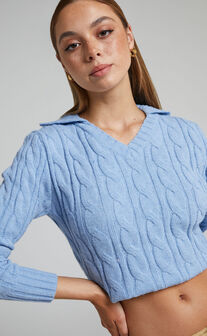 Stacie Collared Knit in Blue