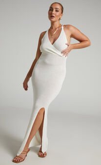 Annisa Strappy Wrap Bodice Maxi Dress in White