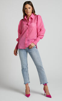 Imara Top - Long Sleeve Bouson Sleeve in Pink