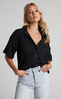 Donita Button up Shirt in Black