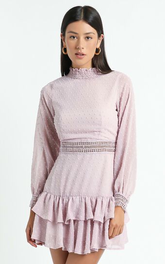 Are You Gonna Kiss Me Long Sleeve Mini Dress in Blush