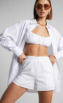 Jerah Two Piece Set - Bralette and Shirt Set in White