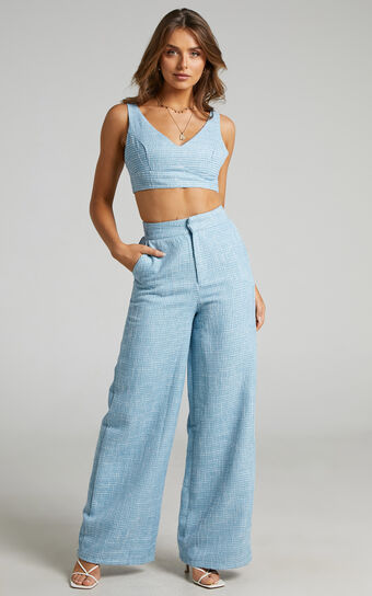 Adelaide Two Piece Wide Leg Set in Baby Blue
