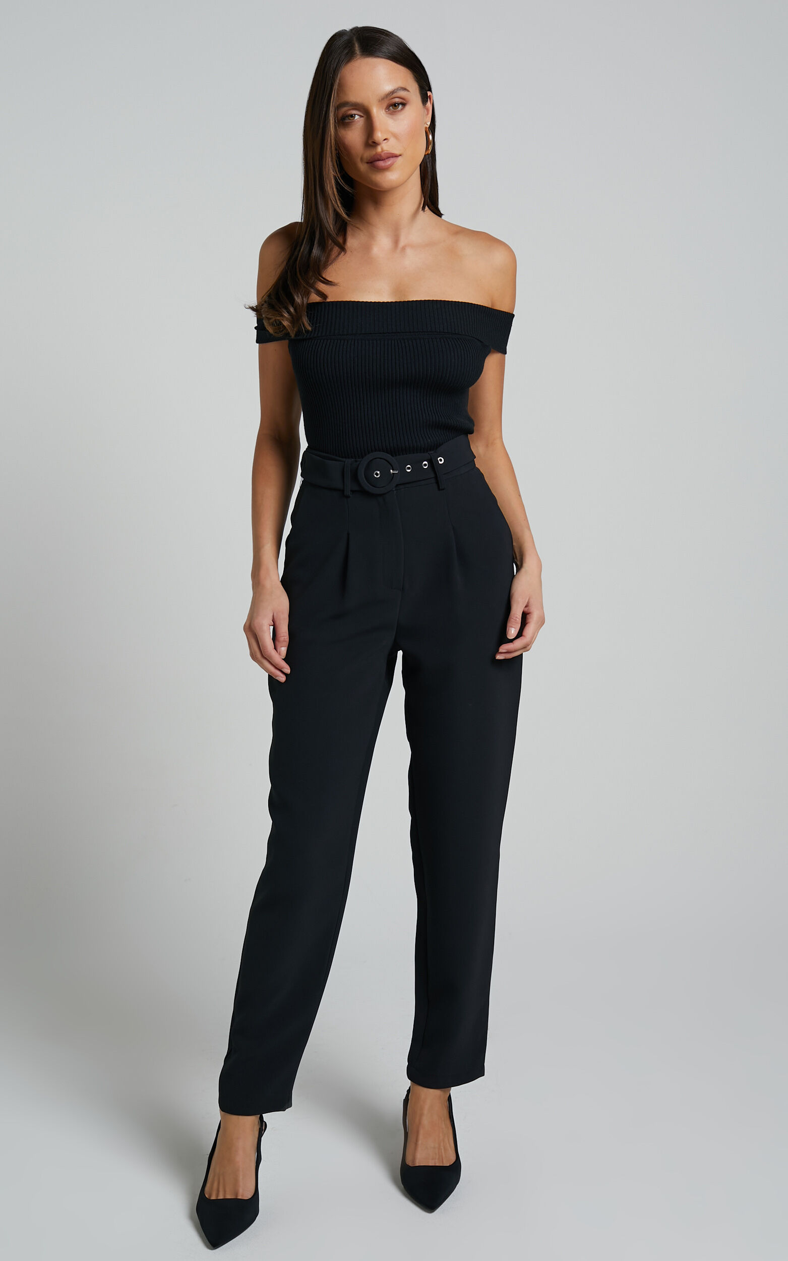 Reyna - High Waisted Tailored Pants in Black - 06, BLK1, super-hi-res image number null