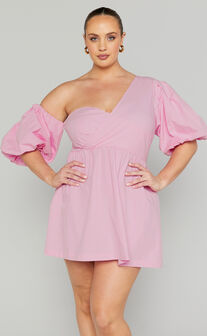Sula Mini USA - Sleeve Pink Dress Showpo Off in Asymmetric Shoulder One | Puff Dress
