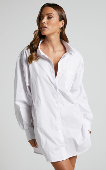 Janaya Longsleeve Shirt Dress in White