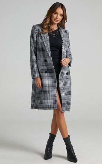 As Time Passes By Coat in Grey Check