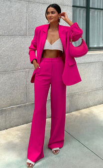 Bonnie High Waisted Tailored Wide Leg Pants in Pink