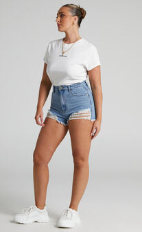 Abrand - A High Relaxed Denim Short in Salty Blue