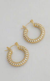 Gaylane Diamante Hoop Earrings in Gold