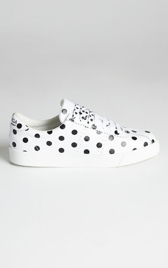 Superga - 2843 Club S Leather Print Sneakers in A5S White Dots Black