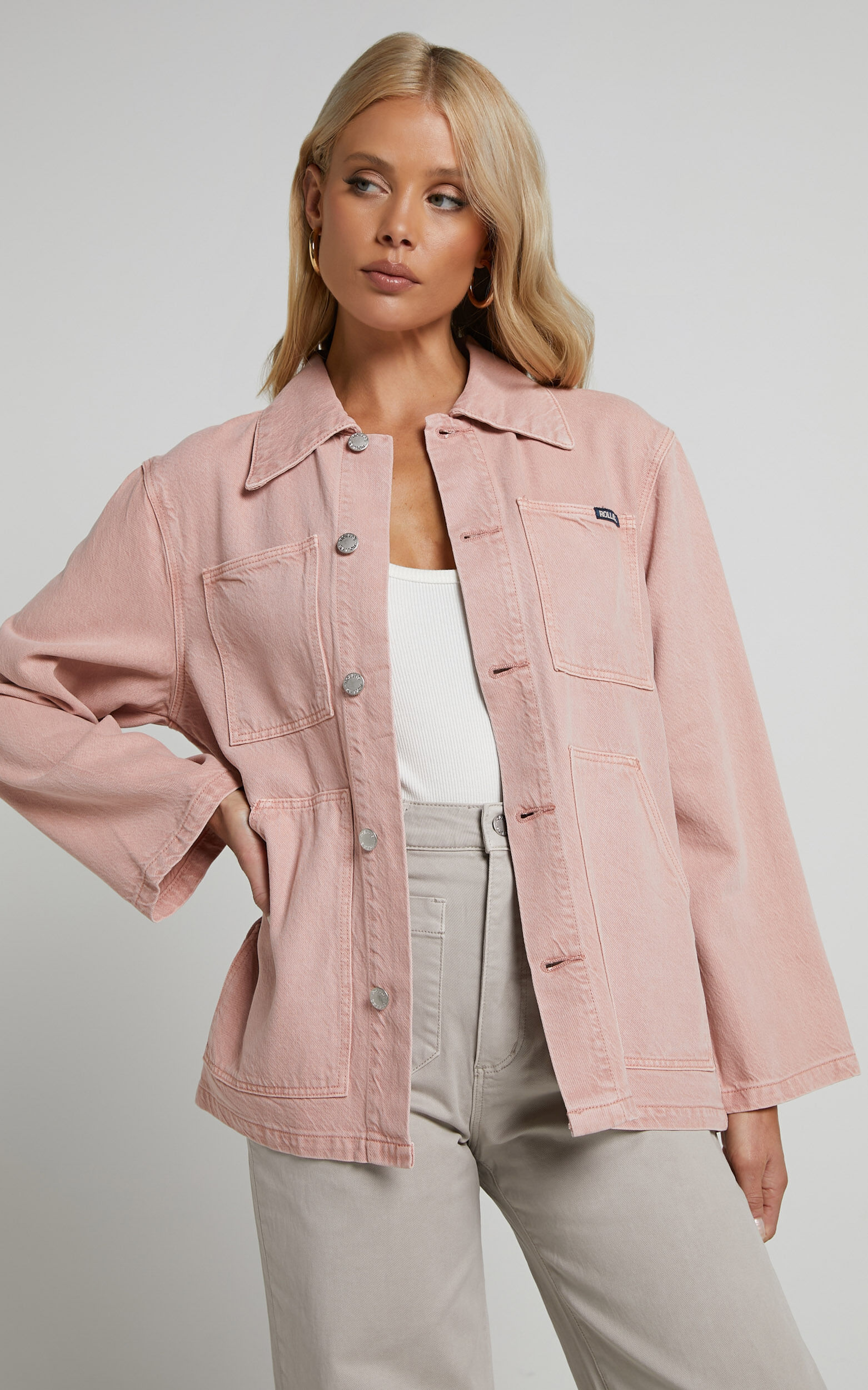Rolla's - Worker Jacket Lyocell in Peony - L, PNK1, super-hi-res image number null
