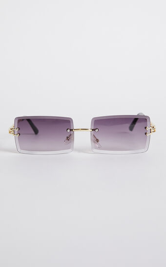 Shinji Sunglasses - Rimless Square Sunglasses in Pink Fade