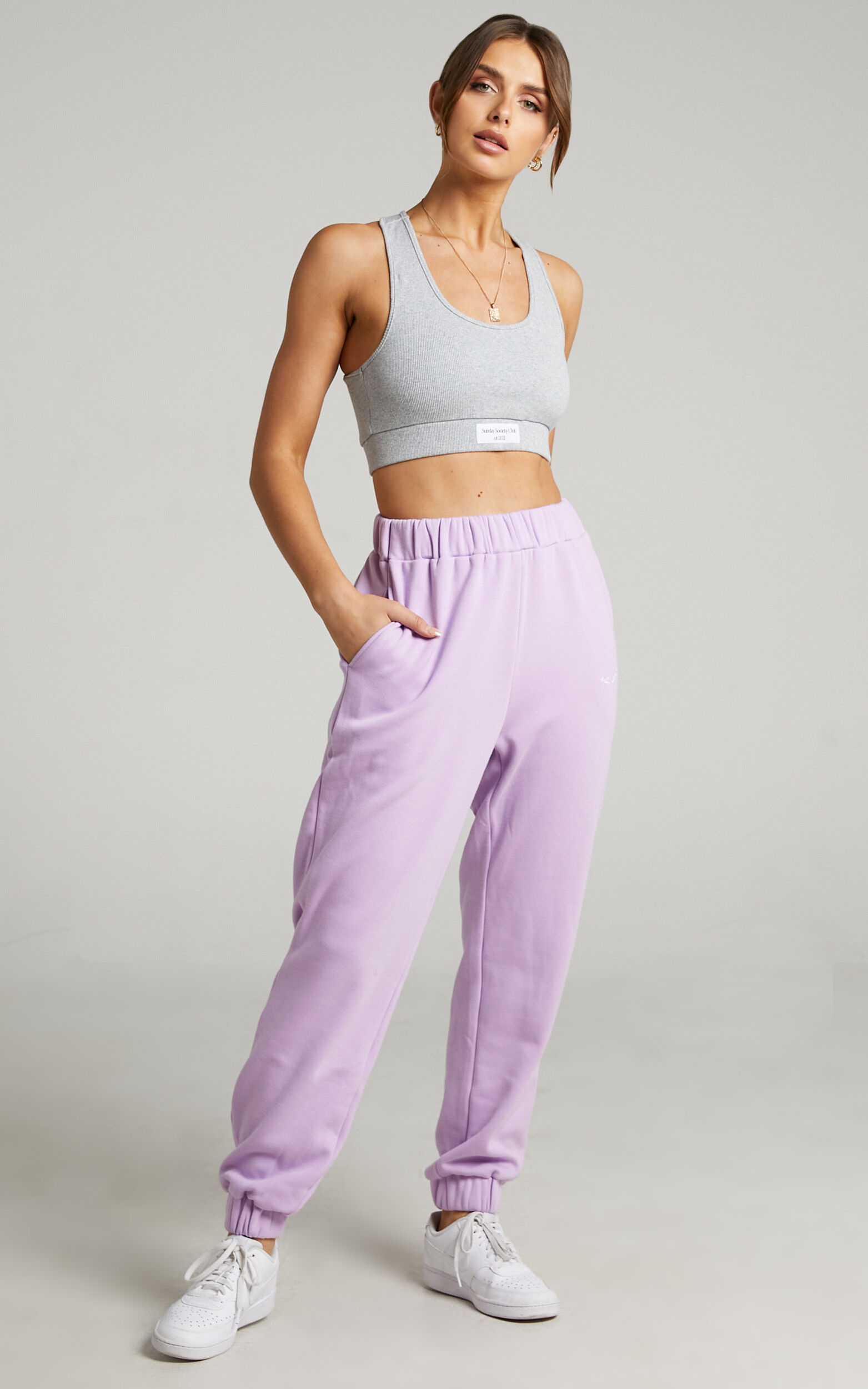 Sunday Society Club - Mid Waisted Maddie Sweatpants in Lilac | Showpo