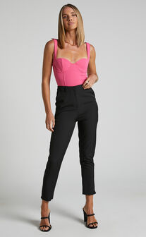Mariver Bodysuit - Sweet Heart Neck Line Sleeveless Bodysuit in Hot Pink