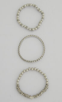 Franziska Layered Bracelets in Silver Diamante
