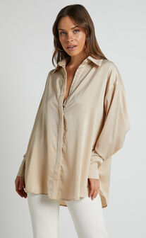 Azurine Shirt - Oversized Button Up Shirt in OYSTER