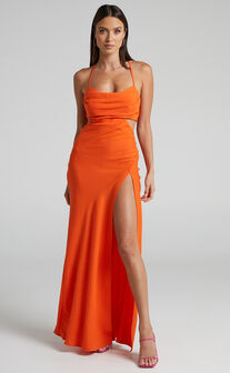 Reviena Cut Out Maxi Dress in Burnt Orange