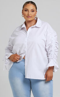 Melli Longsleeve Ruched Shirt in White