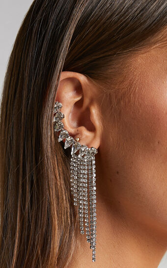 Amneris Diamante Waterfall Climber Earrings in Silver