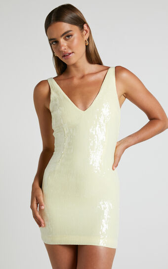 Runaway The Label - The Sequin Mini Dress in Butter